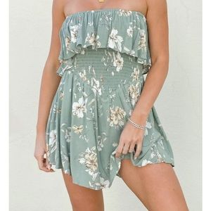 Green floral romper
